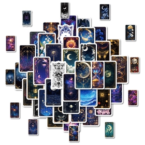 50pcs mystical galaxy and tarot themed waterproof stickers for laptop and phone decoration
