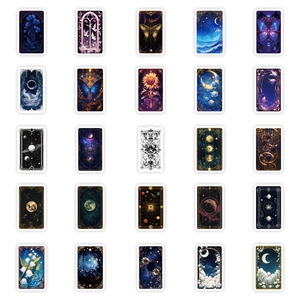 Detailed grid of 25 unique aesthetic space and nature stickers with white borders