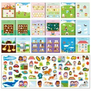 Livre d'autocollants éducatif pour enfants avec 18 thèmes variés et scènes colorées