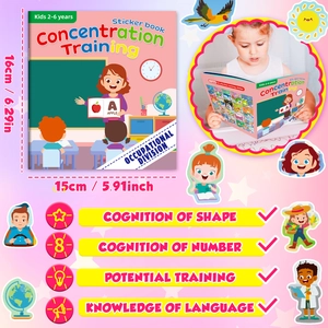 Detail of 2-6 years concentration training sticker book showing shape and number cognition