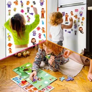 Reusable children color cognitive stickers on windows and fridge for skill development
