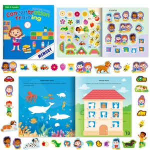 Livre d'Autocollants d'Entraînement à la Concentration pour Enfants Jouet Éducatif Livre en Papier Réutilisable Dessin Animé