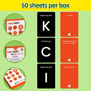 Think Fast game box with 50 prompt cards for quick vocabulary and word reactions