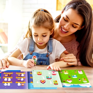 Livre d'autocollants éducatif pour enfants avec des scènes de maison colorées