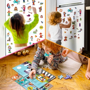 Kids occupational stickers set for career cognitive training on window and fridge surface