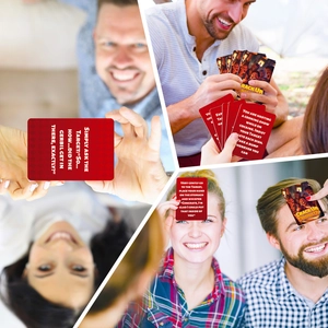 Détails des cartes de jeu Crack Up Drink Up avec divers défis sociaux interactifs