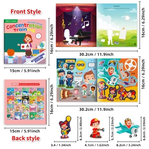 Educational occupation sticker book for kids with focus training scenes and stickers