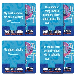 You're Lying social card game set with party conversation prompts and drinking rules
