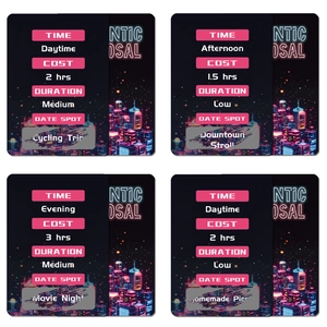 Set of 46 romantic scratch-off date night cards featuring various evening activities