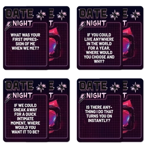 Tarjetas de conversación Date Night neón retro para parejas con preguntas románticas
