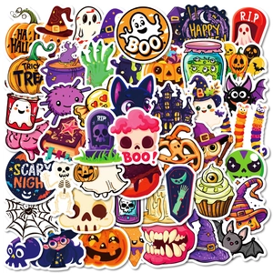 Halloween Cartoon Stickers Waterproof Vinyl Decals Pumpkin Ghost Bat DIY Scrapbook Phone Case Luggage Party Decoration