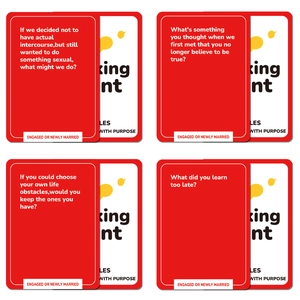 50 Tarjetas de conversación interactivas para parejas con diseño minimalista rojo y blanco