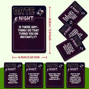 50 cartas de interacción Date Night para parejas con diseño neón y tamaño 3,5x2,5 pulgadas