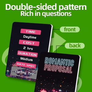Detail of couple's scratch card showing specific date ideas and time duration metrics
