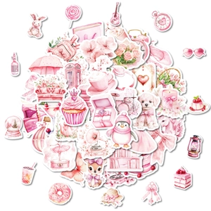50 pieces pink aesthetic waterproof graffiti stickers for laptops and guitar decoration