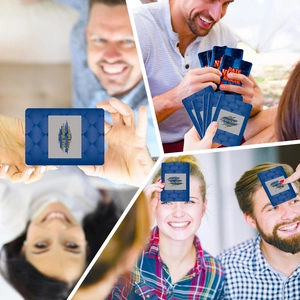 Detail of blue Date Night Rescue scratch-off cards featuring social interaction ideas