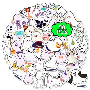 Halloween Cute Ghost Stickers Waterproof PVC Cartoon Graffiti Decals For Laptop Water Bottle Phone Case DIY Decor