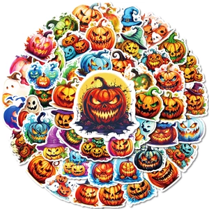 Set di 50 adesivi impermeabili per Halloween con zucche per decorazioni creative