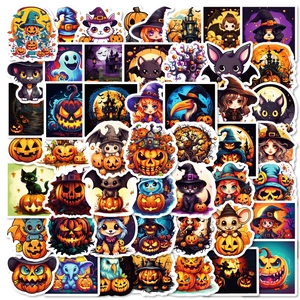 Adesivi Impermeabili di Halloween Cartone Animato Zucca Strega Fantasma Pipistrello Decalcomanie per Laptop Bottiglia d'Acqua Skateboard