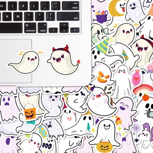 Set of 50 cute Halloween ghost stickers for laptop decoration and scrapbooking fun