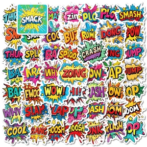 Pegatinas De Onomatopeya De Cómic Americano Impermeable PVC Pop Art Explosión Texto Calcomanías Para Portátil Botella De Agua Skateboard Equipaje