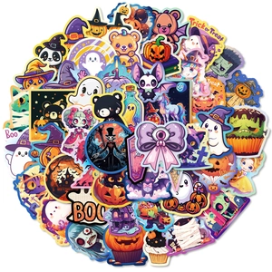 Pack of 50 cute Halloween cartoon stickers with pumpkins and ghosts for DIY decor