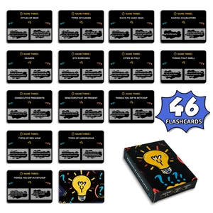 Name Three Challenge Party Game Cards Interactive Gathering Entertainment Cards Fun Command Adult Social Interaction Game
