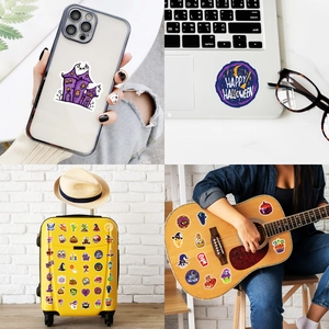 Autocollants d'Halloween sur ordinateur, coque de téléphone et guitare pour déco DIY