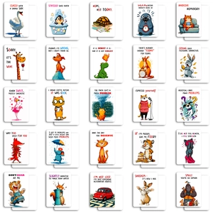 Cuadrícula de 25 tarjetas de ilustraciones de animales con frases en inglés