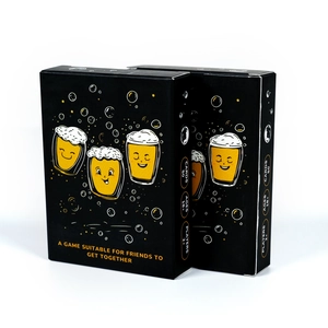Drankspel met 50 kaarten voor volwassen feestjes met cartoon bierglazen graphics