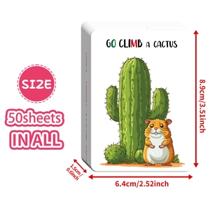 50 lustige Cartoon-Karten mit Hamster-Kaktus-Illustrationen und englischen Texten