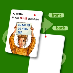 Detailed front and back view of creative birthday cards with colorful hand-drawn illustrations