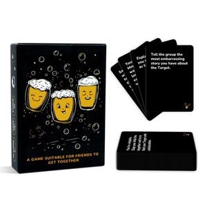 Detail van 50 party-spelkaarten voor volwassenen met bier-thema verpakking voor feest