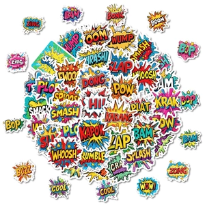 Pack de 50 pegatinas de estilo pop art con texto de cómic para equipaje