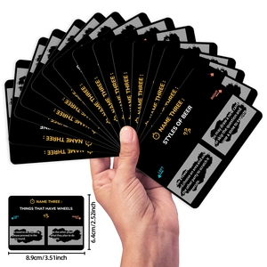 Detail showing cards dimensions 8.9cm by 6.4cm for truth or dare party games