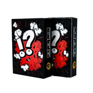 Detail view of Truth or Dare card game boxes with bold red icons for 2+ adult players