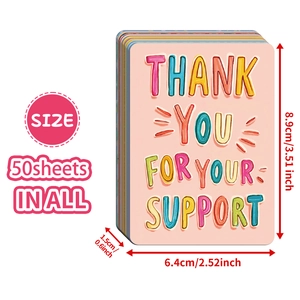 50-pack colorful graffiti thank you cards with rounded corners for small business gifts