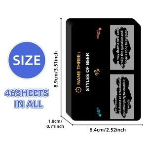 Set of 46 Truth or Dare scratch cards for parties with detailed 8.9x6.4cm dimensions