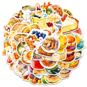 56 pegatinas de comida en acuarela para decoración DIY de maletas y ordenadores