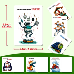 Detailansicht der Größe von Grußkarten mit lustigen Tier- und Roboter-Illustrationen