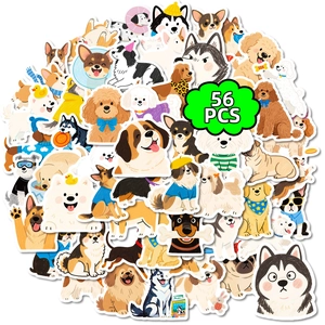 56 wasserfeste Cartoon-Hundeaufkleber Set mit Husky und Corgi für DIY-Dekoration
