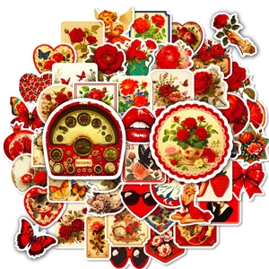 50-piece vintage rose and butterfly stickers set for scrapbooking and DIY decor