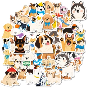 Set mit 56 süßen Cartoon-Hundeaufklebern für Laptop und Handy Dekoration wasserfeste Sticker