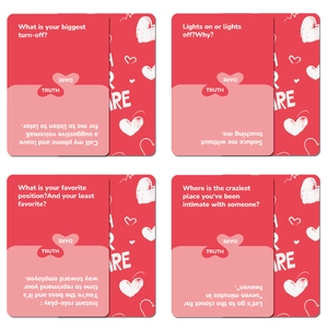 50 carte da gioco Obbligo o Verità per coppie in rosso e rosa con cuori