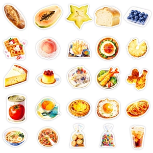 56 pegatinas realistas de comida en acuarela para decoración de maletas DIY