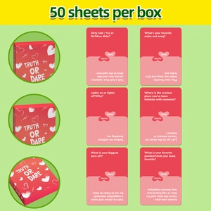 50 carte da gioco Obbligo o Verità per coppie in una scatola regalo rossa con cuori