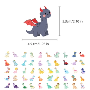 56er-Set Cartoon-Dinosaurier-Aufkleber mit Größenangaben für Laptop und Skateboard