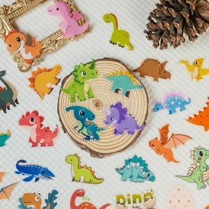 56 pieces of cute cartoon dinosaur waterproof PET stickers for scrapbooking and DIY decor