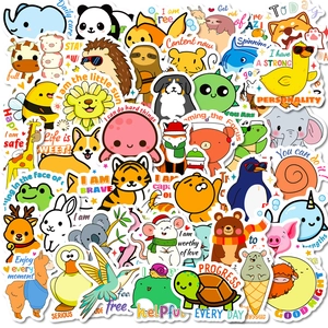 Cute Cartoon Animal Motivational Stickers Waterproof PVC Vinyl Decals For Kids Students Scrapbooking Stationery DIY Decor