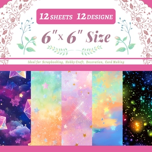 Detail view of 12 dreamlike starry sky scrapbooking papers with various galaxy patterns